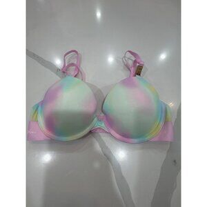 Victorias Secret Pink Lightly Lined T-Shirt Bra 32C Tie-Dye Pastel Colors Adjust